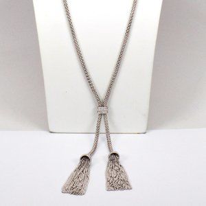 Judith Ripka Sterling Lariat Necklace with CZ Accents NWOT